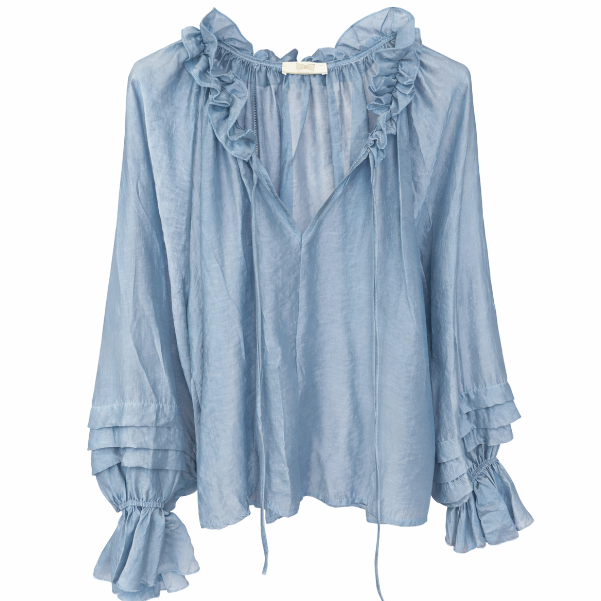 Damenbluse in Onesize Azurblau – elegante Sommerbluse