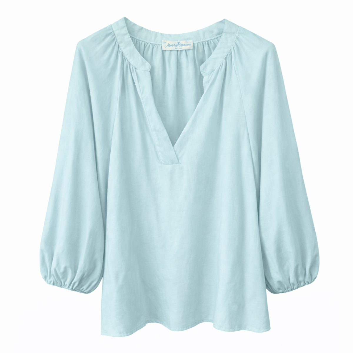 Damenbluse in Onesize Hellblau – Baumwolle & Seide