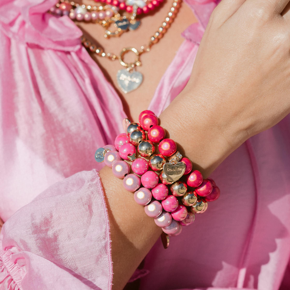 Perlenarmband Paket Pink Orange Gelb 6 teilig | Holiday Season