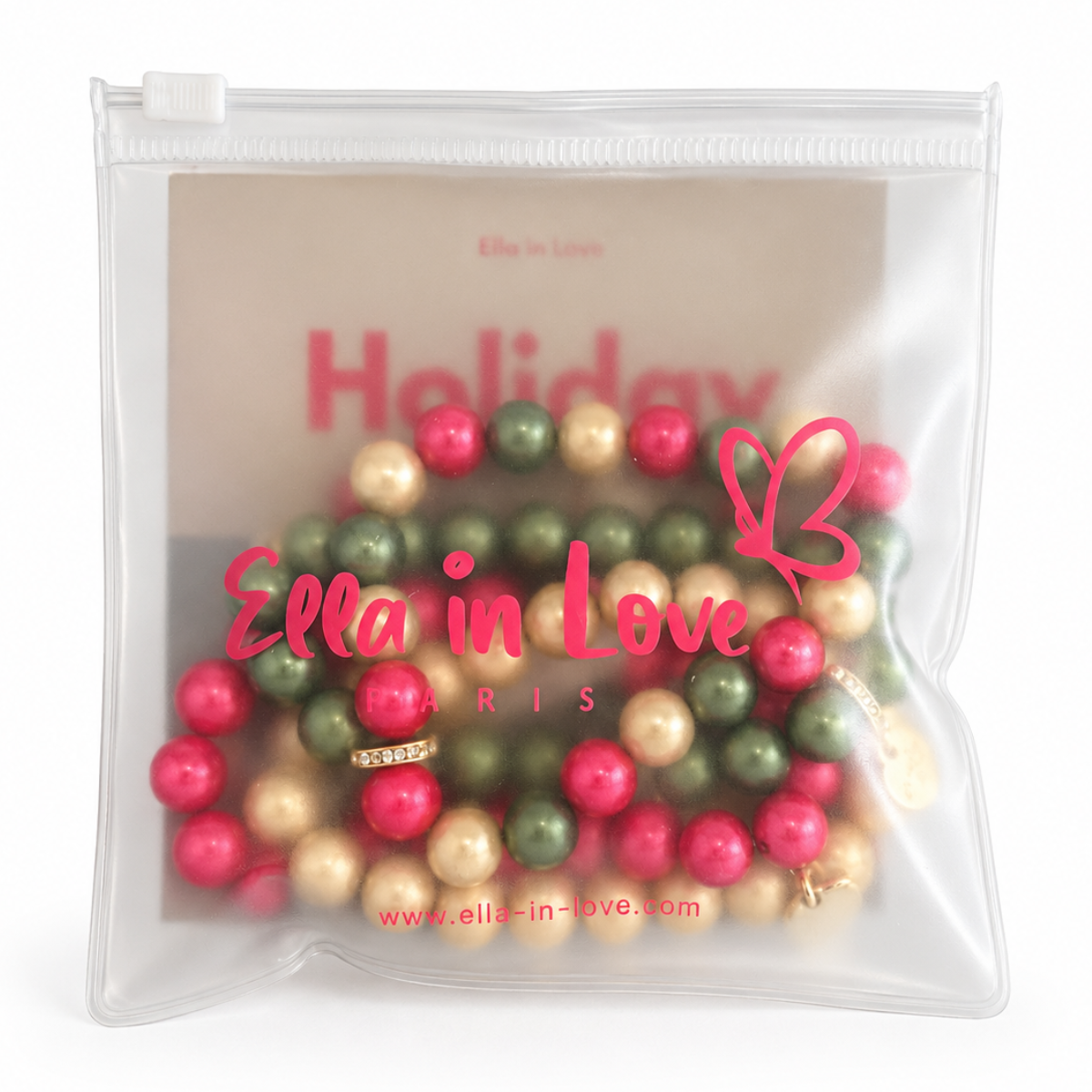 Perlenarmband Paket Pink Grün Champagner 4 teilig | Holiday Season