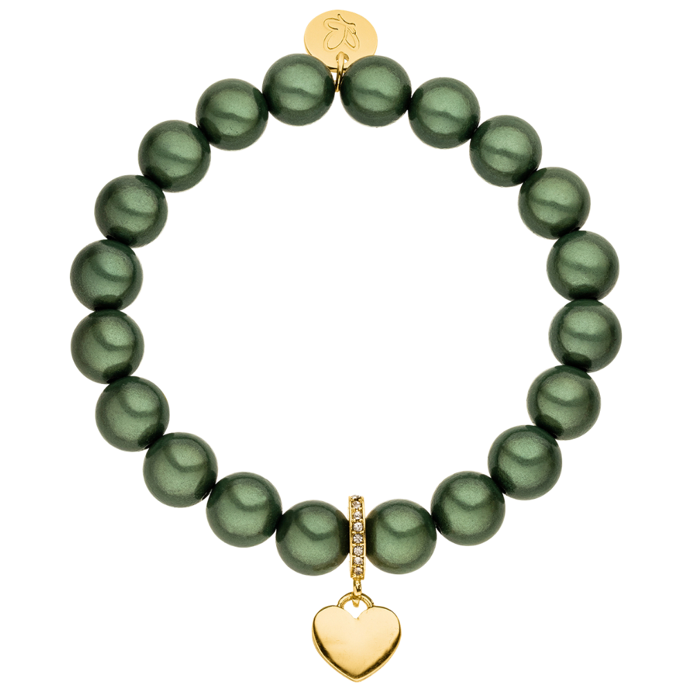 Perlenarmband mit Herz Softgrün 10mm
