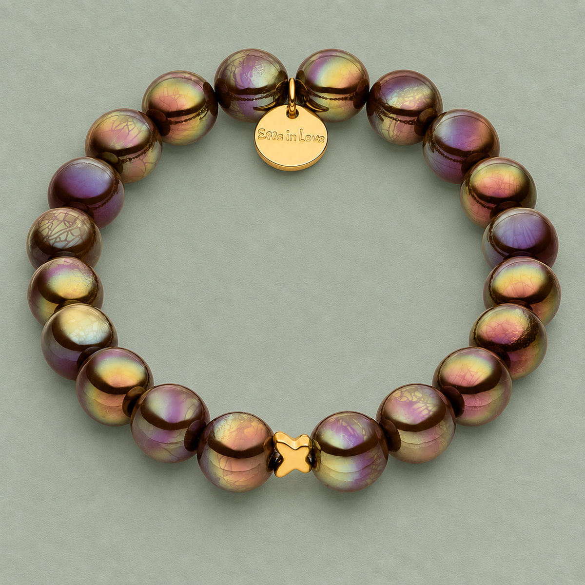 Perlenarmband Dunkelbrau mit 3D Intensiv Glow Effekt