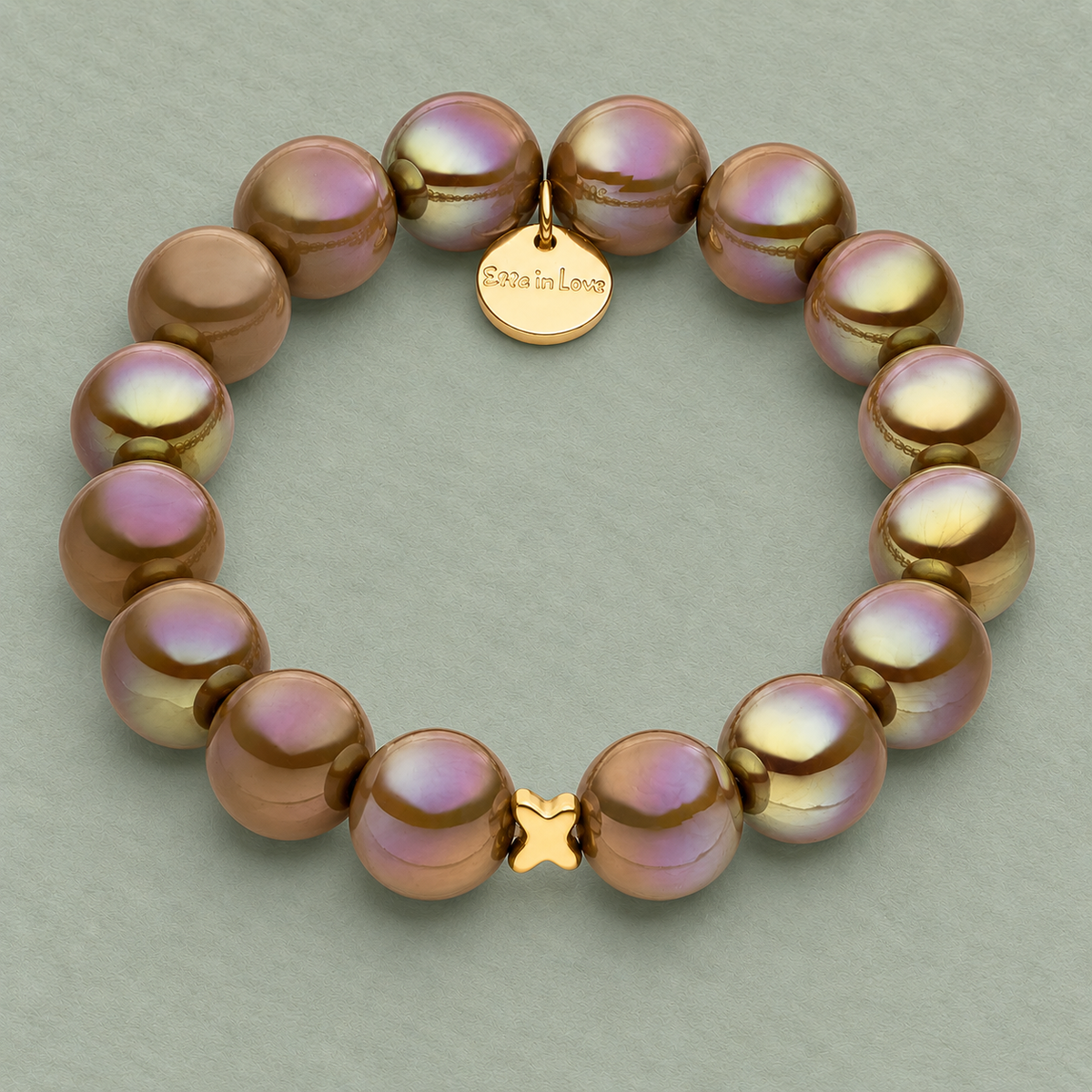 Perlenarmband Hellbraun mit 3D Intensiv Glow Effekt