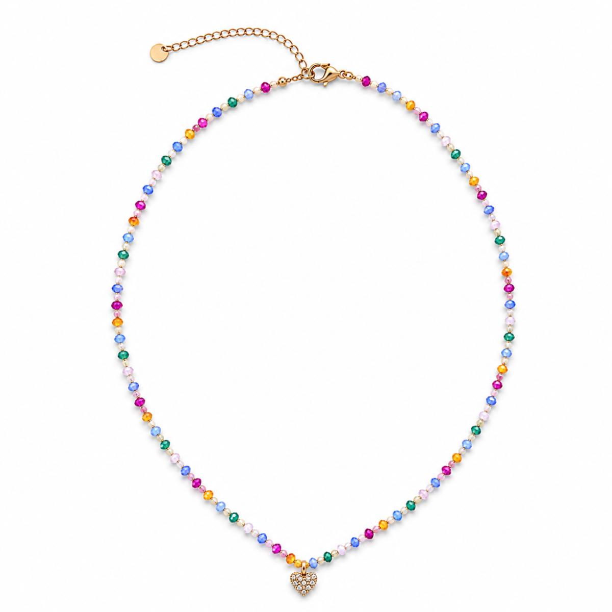 Perlenhalskette Multicolor mit Herz | Wasserfest