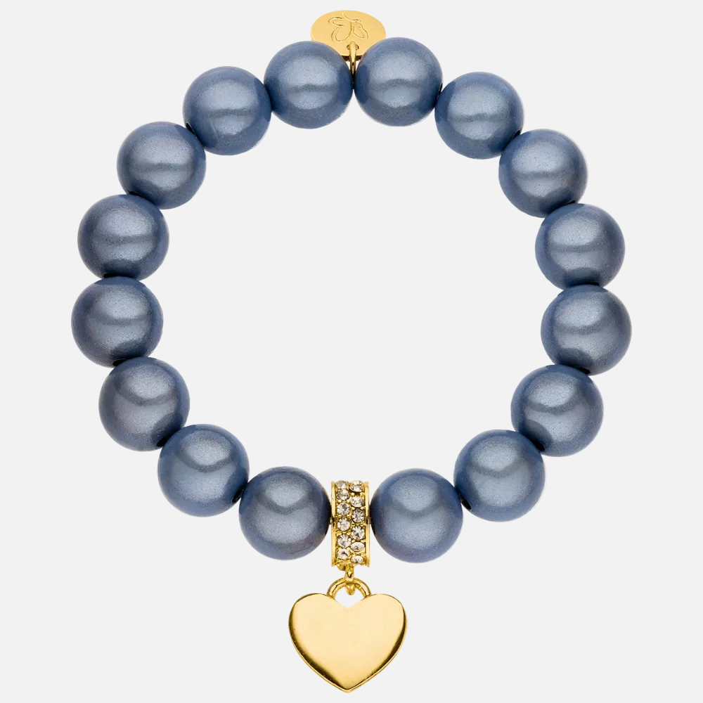 Perlenarmband mit Herzanhänger Statement Hellblau mit 3D Matt Glow Effekt
