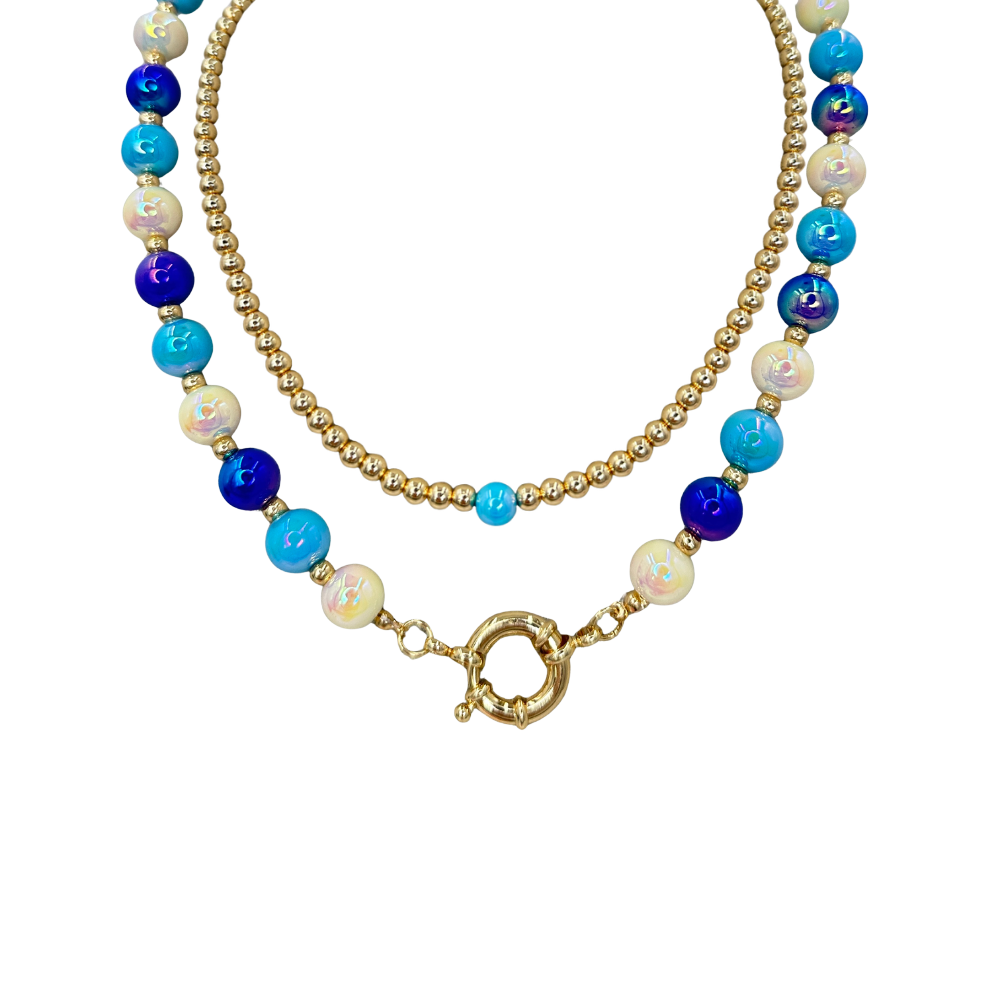 Halsketten Set Azurblau