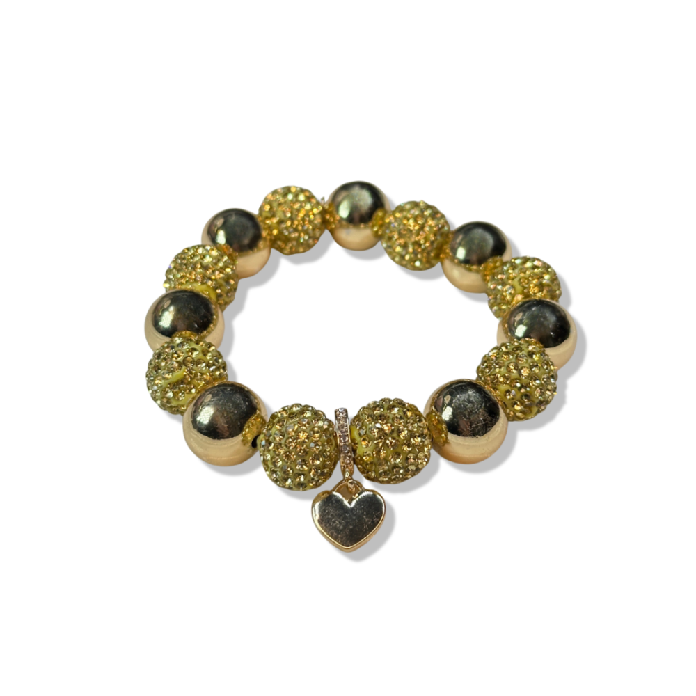 Perlenarmband Glitzer 14mm Gold