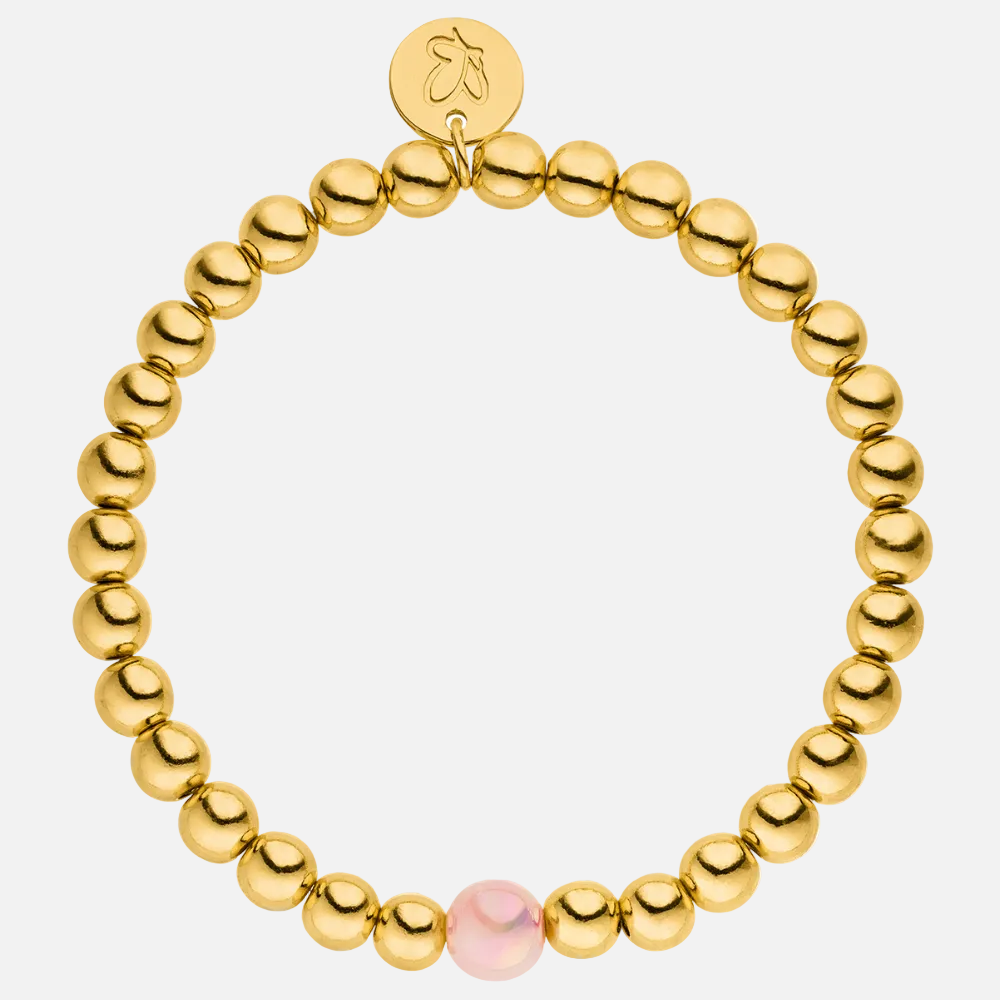 Perlenarmband 14K Vergoldet Fine Rosa mit 3D Intensiv Glow Effekt