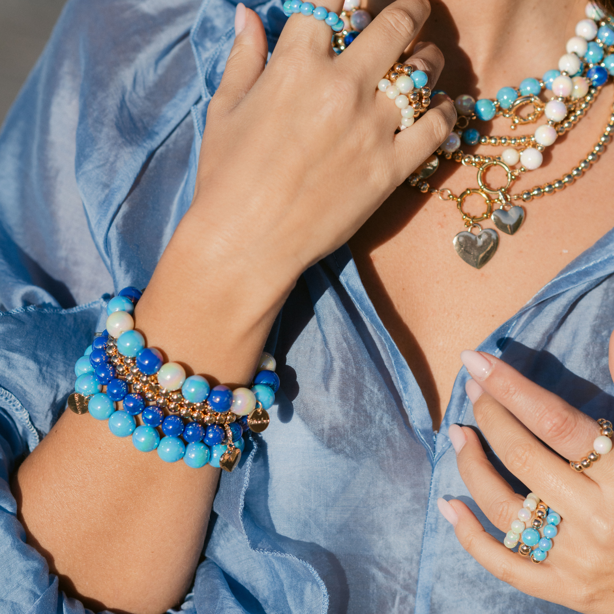 Perlenarmband Paket Blau Mix 5 teilig | Holiday Season