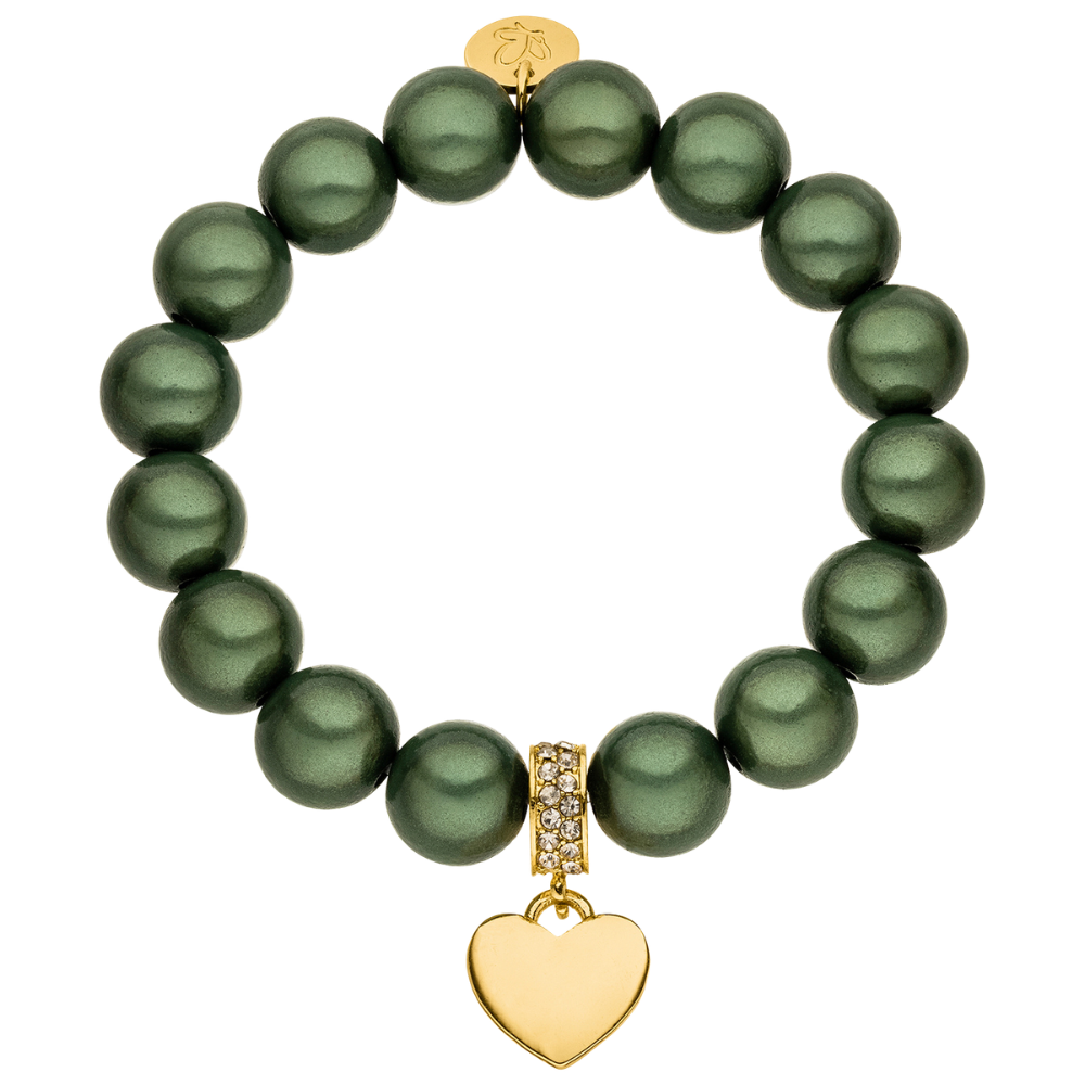 Perlenarmband mit Herz Softgrün 12mm