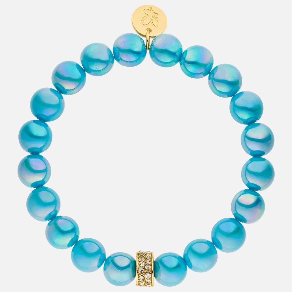 Perlenarmband mit Charm Classic Türkis mit 3D Intensiv Glow Effekt