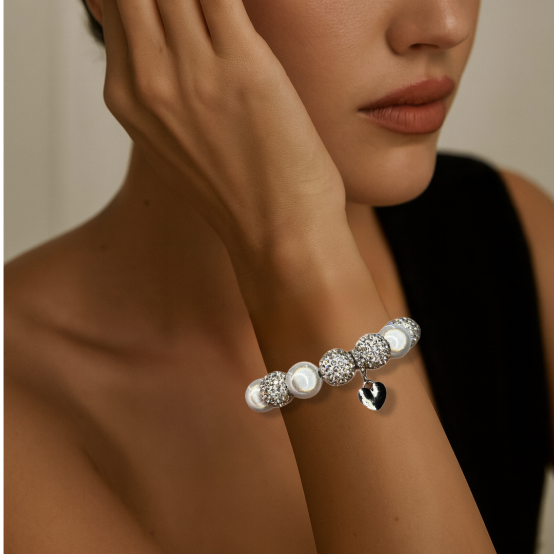 Perlenarmband Glitzer 14mm White