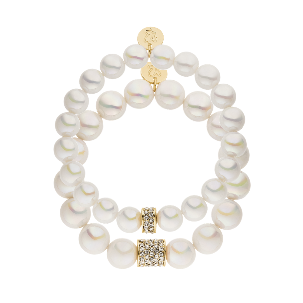 Perlenarmband Set mit Charm Weiß mit 3D Intensiv Glow Effekt