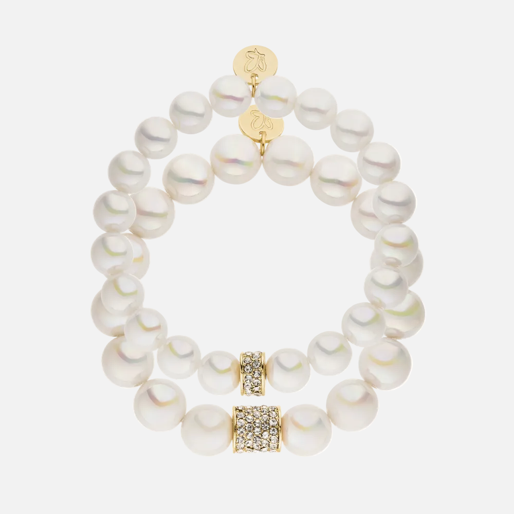 Perlenarmband Set mit Charm Weiß mit 3D Intensiv Glow Effekt