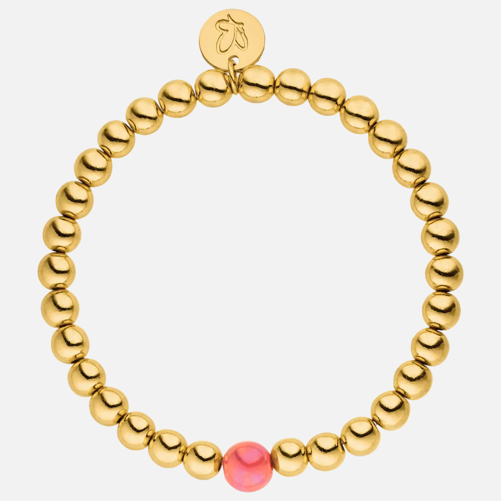 Perlenarmband 14K Vergoldet Fine Koralle mit 3D Intensiv Glow Effekt
