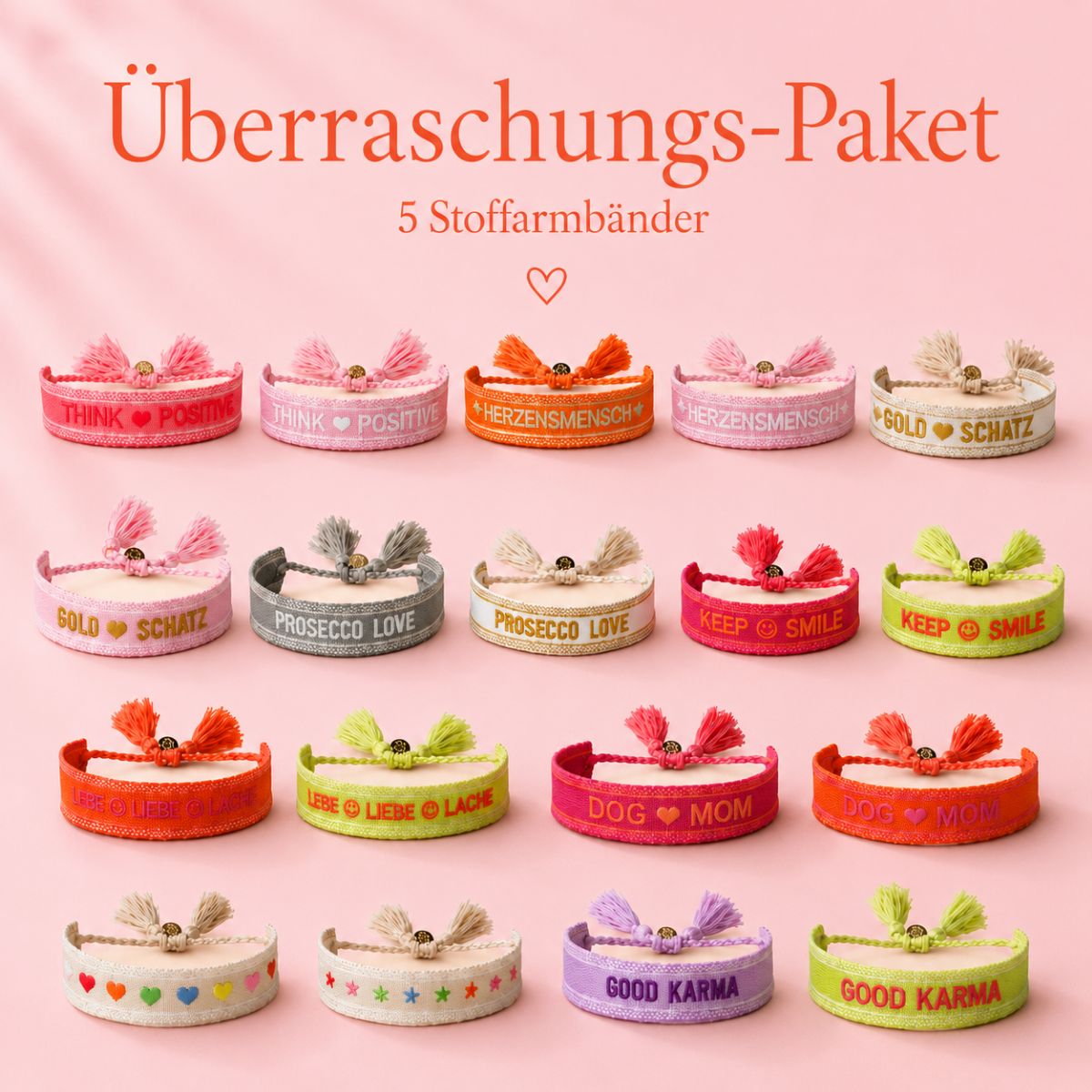 Überraschungs-Paket – 5 Stoffarmbänder