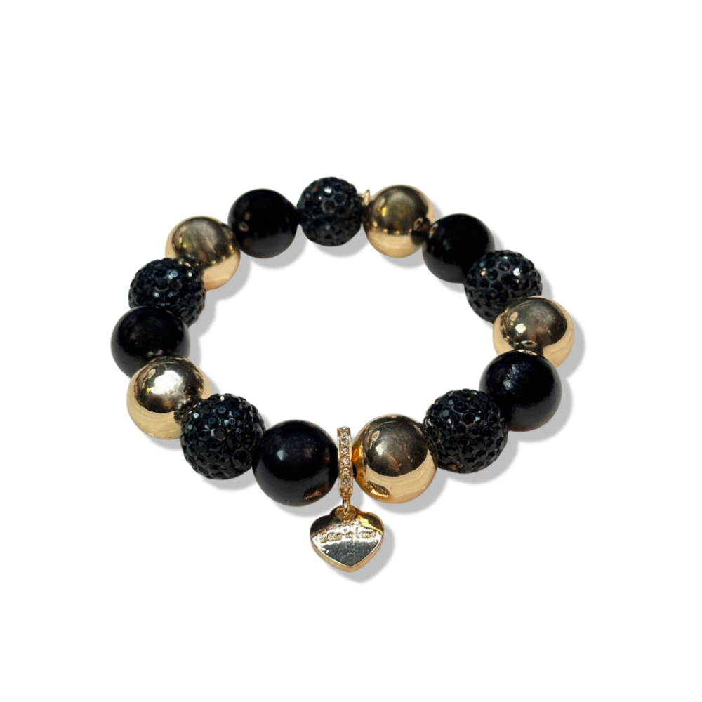 Perlenarmband Glitzer 14mm Black/Gold