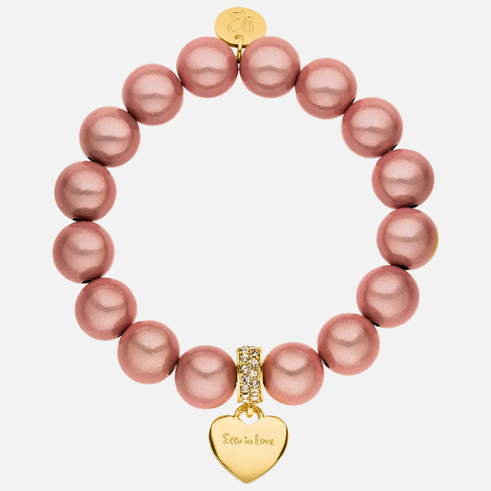 Perlenarmband mit Herzanhänger Statement Rosa mit 3D Matt Glow Effekt