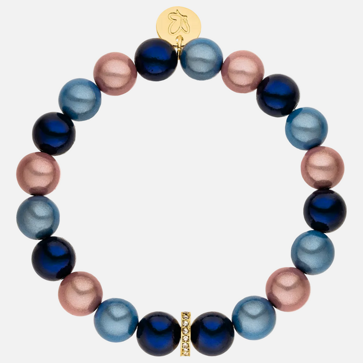 Perlenarmband mit Charm Classic Blau & Rosa mit 3D Matt Glow Effekt 10mm