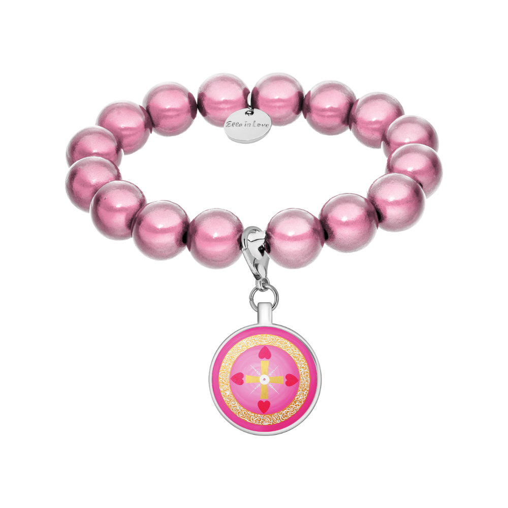 Herzensgruß - Perlenarmband 14 mm mit Charm