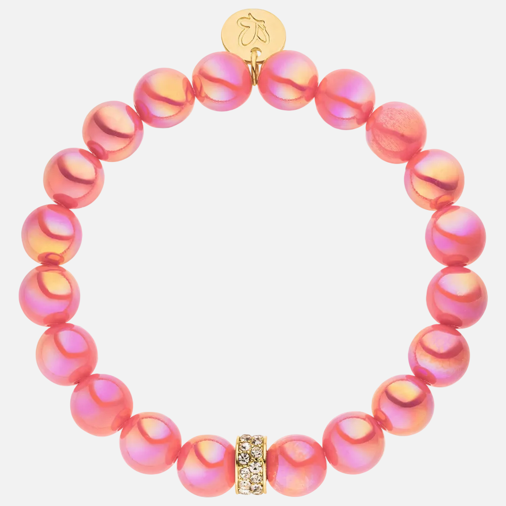 Perlenarmband mit Charm Classic Koralle mit 3D Intensiv Glow Effekt