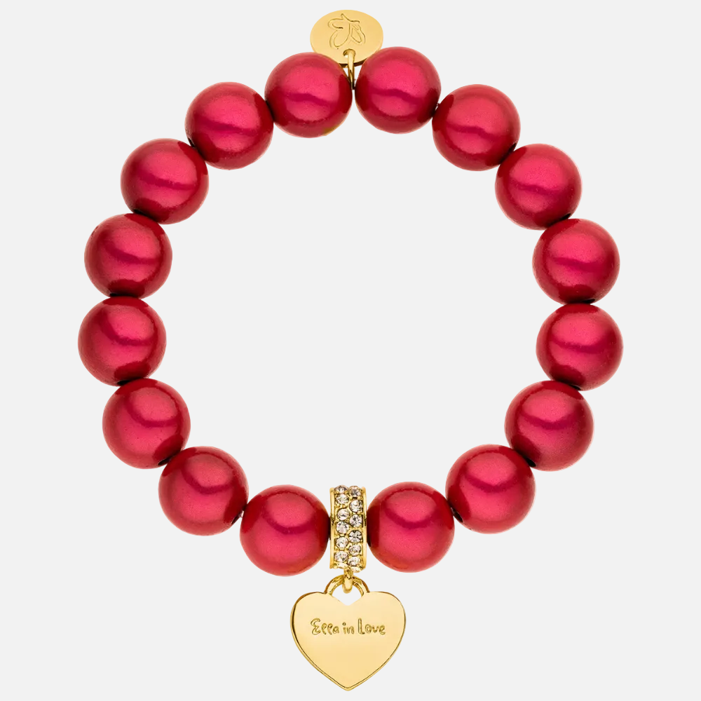 Perlenarmband mit Herzanhänger Statement Pink mit 3D Matt Glow Effekt