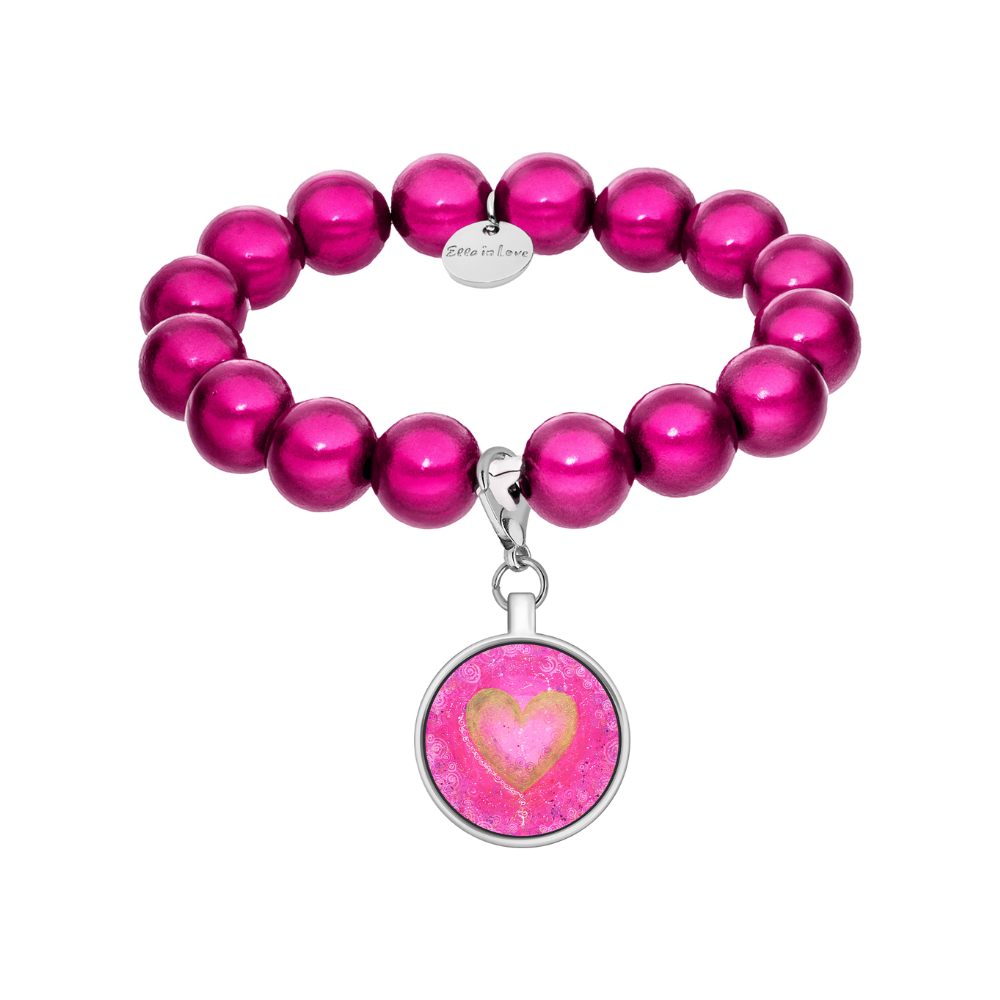 Herzmoment – Perlenarmband 14 mm mit Charm