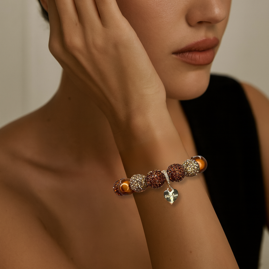 Perlenarmband Glitzer 14mm Choco