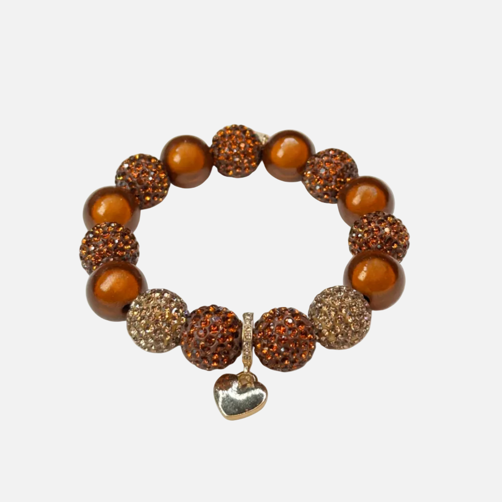 Glitzer Perlenarmband mit Herzanhänger – Choco Statement