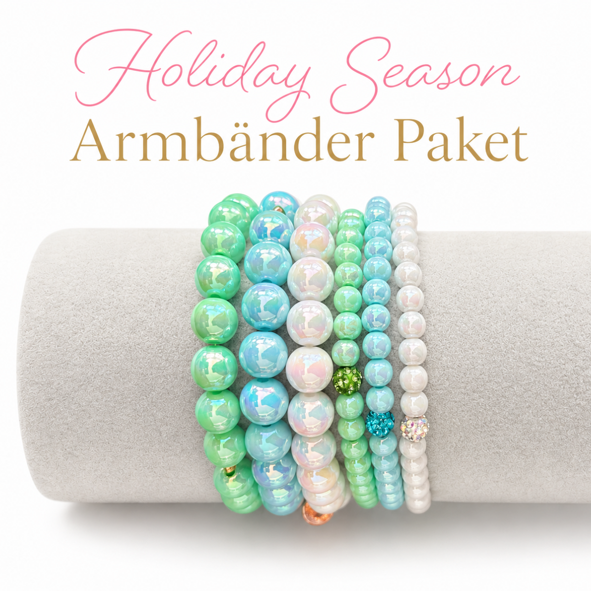 Perlenarmband Paket Blau Mint Weiß 6 teilig | Holiday Season