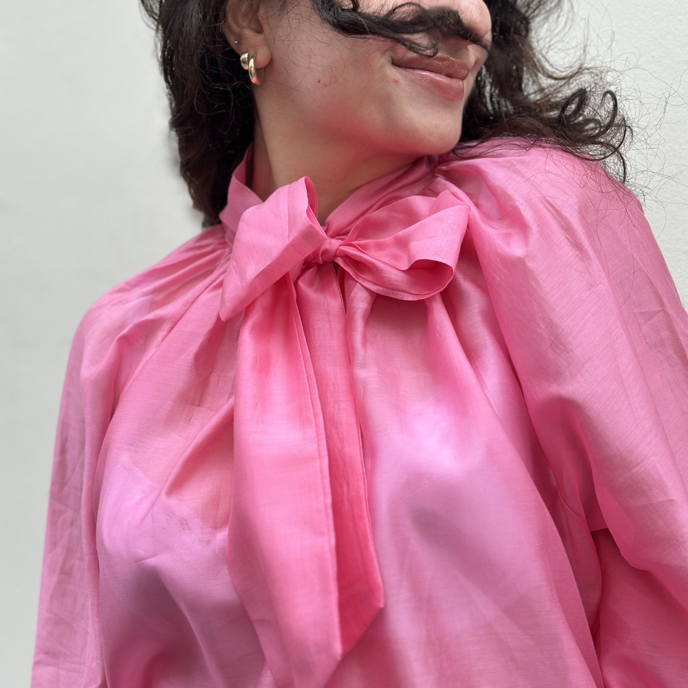 Pinke Damenbluse in Onesize – elegante Sommerbluse in Berry