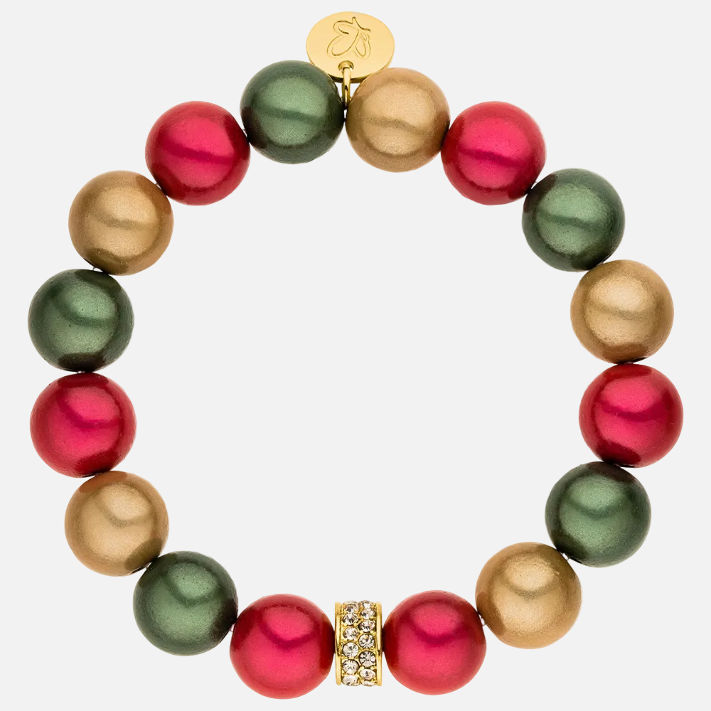 Perlenarmband mit Charm Statement Pink & Grün mit 3D Matt Glow Effekt