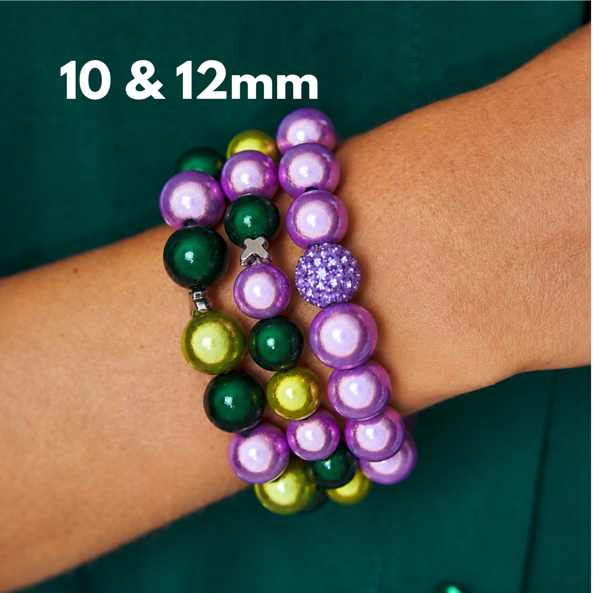Armband Set Farn & Flieder Trio – 10 & 12 mm