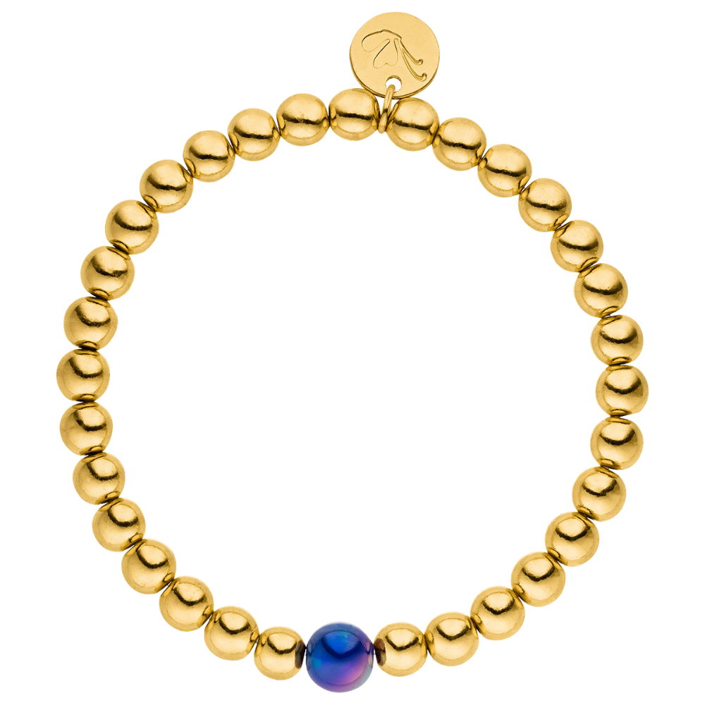 14K vergoldetes Deluxe Armband mit Intensiv-Glow-Perle – Seeblau Fine