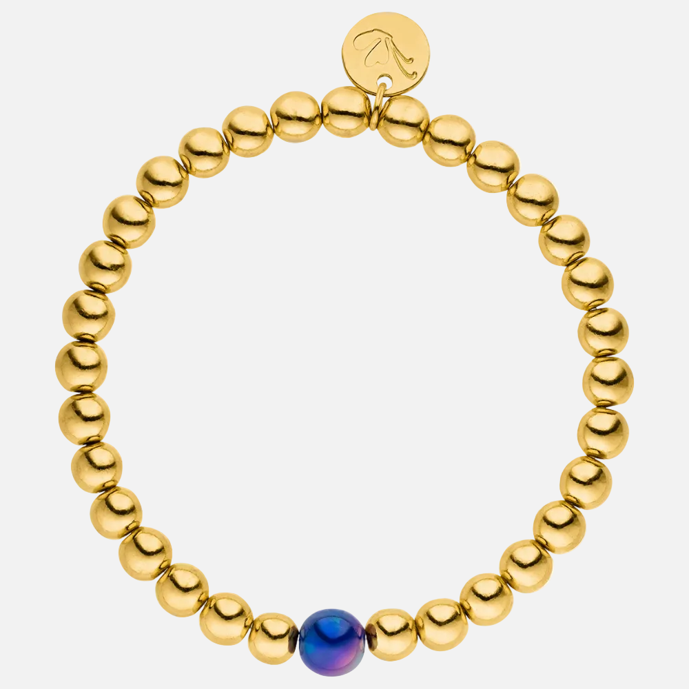 Perlenarmband 14K Vergoldet Fine Dunkelblau mit 3D Intensiv Glow Effekt