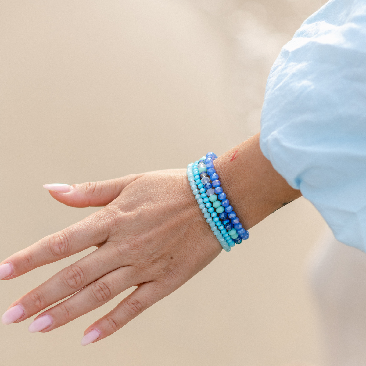 Perlenarmband Set Blau Mix | Wasserfest