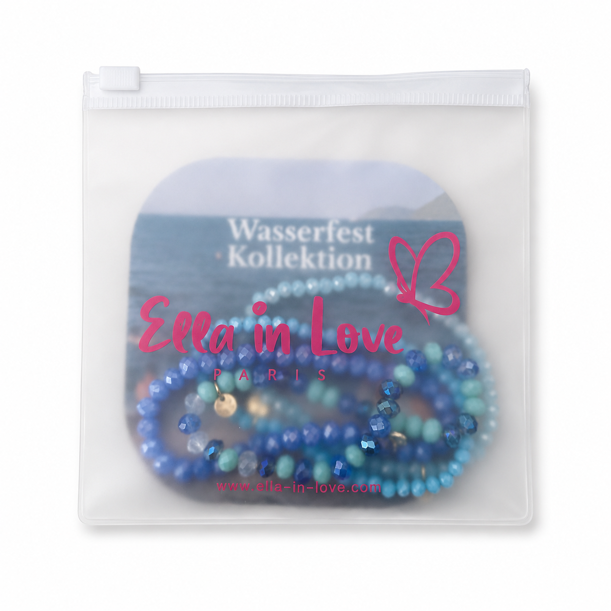 Perlenarmband Set Blau Mix | Wasserfest