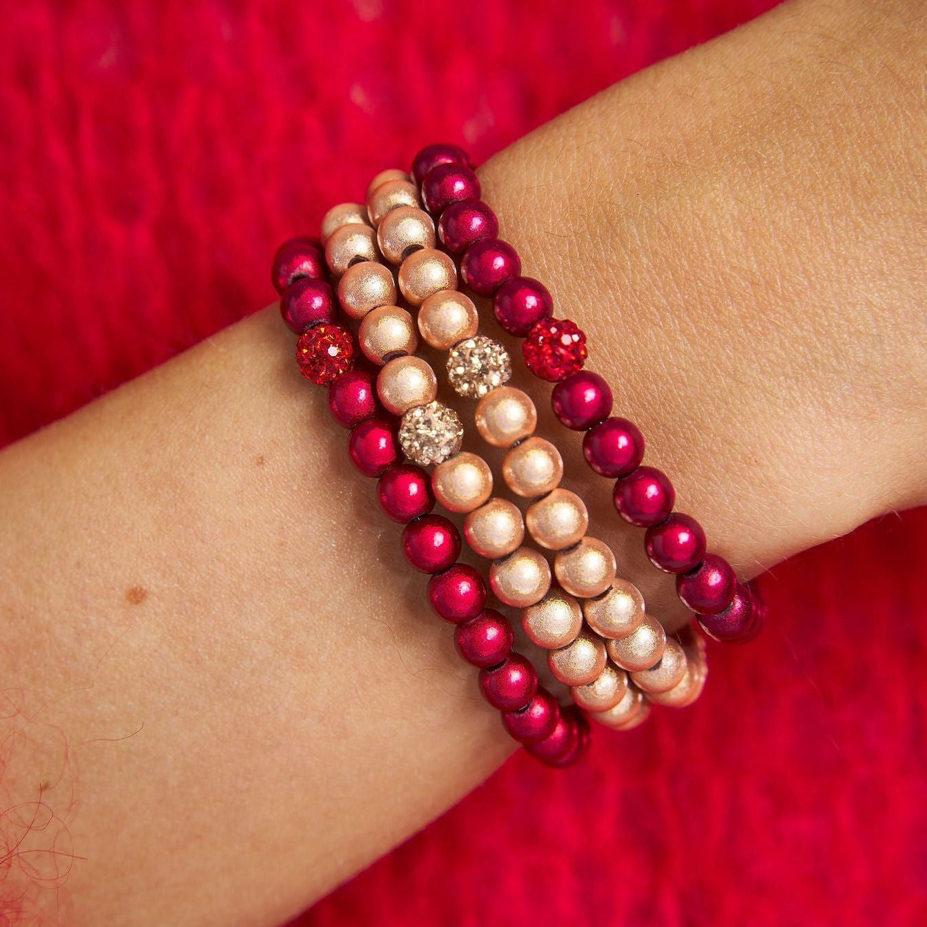 Armband Set Scarlet Rot Peach Harmony Stack