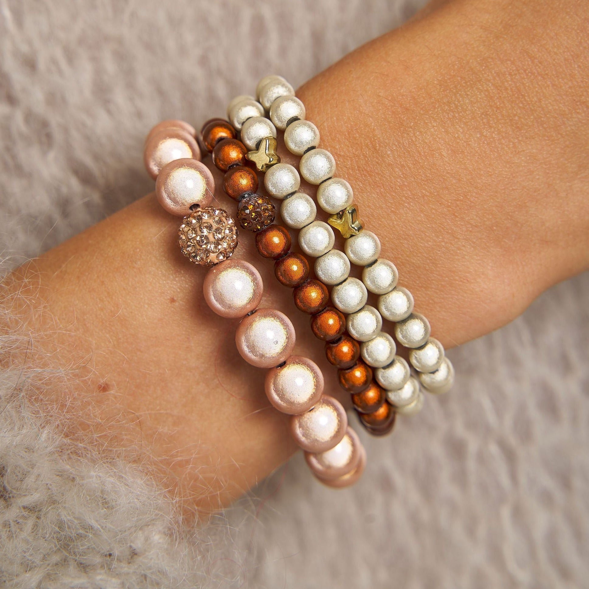 Armband Set Champagner Peach Stack