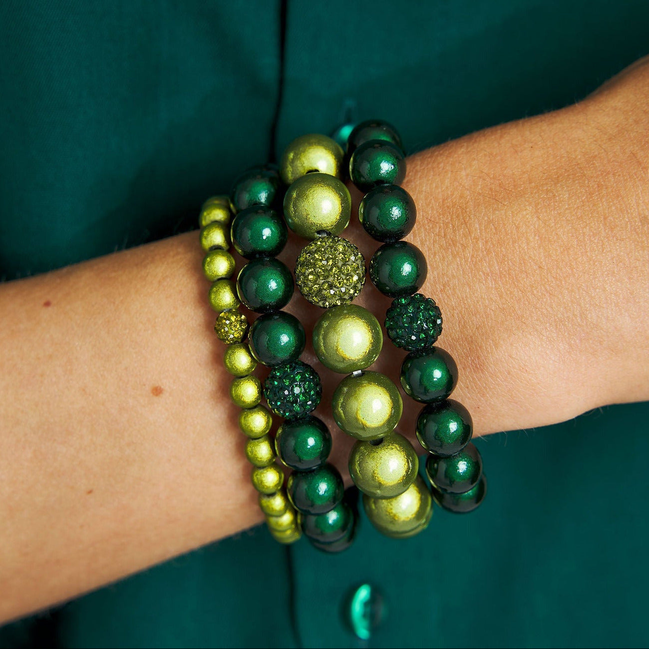 Armband Set Smaragd Farn Traum Trio