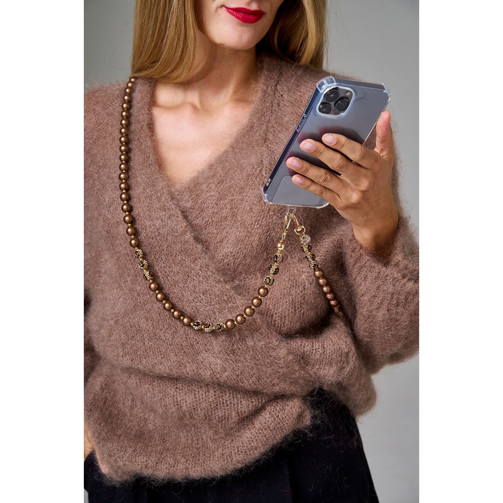 Handykette Copper mit Glitzerperle