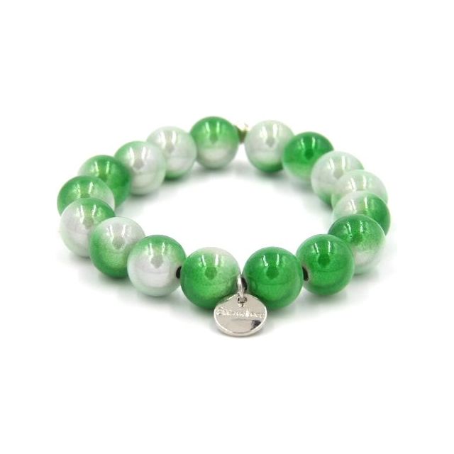 Perlenarmband Classic Green - White Aqua