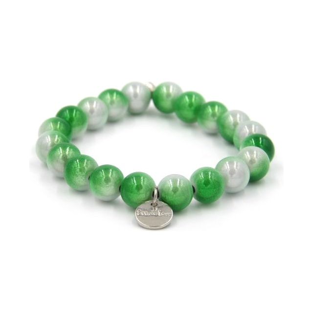 Perlenarmband Classic Green - White Aqua