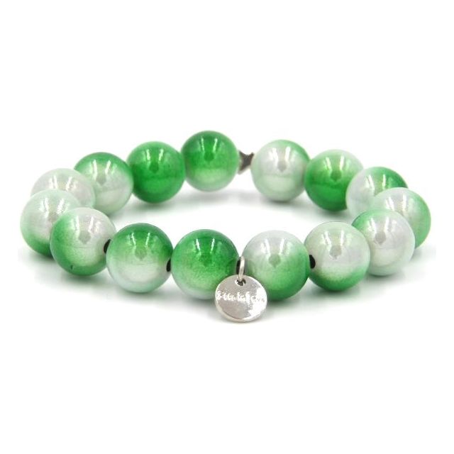 Perlenarmband Classic Green - White Aqua