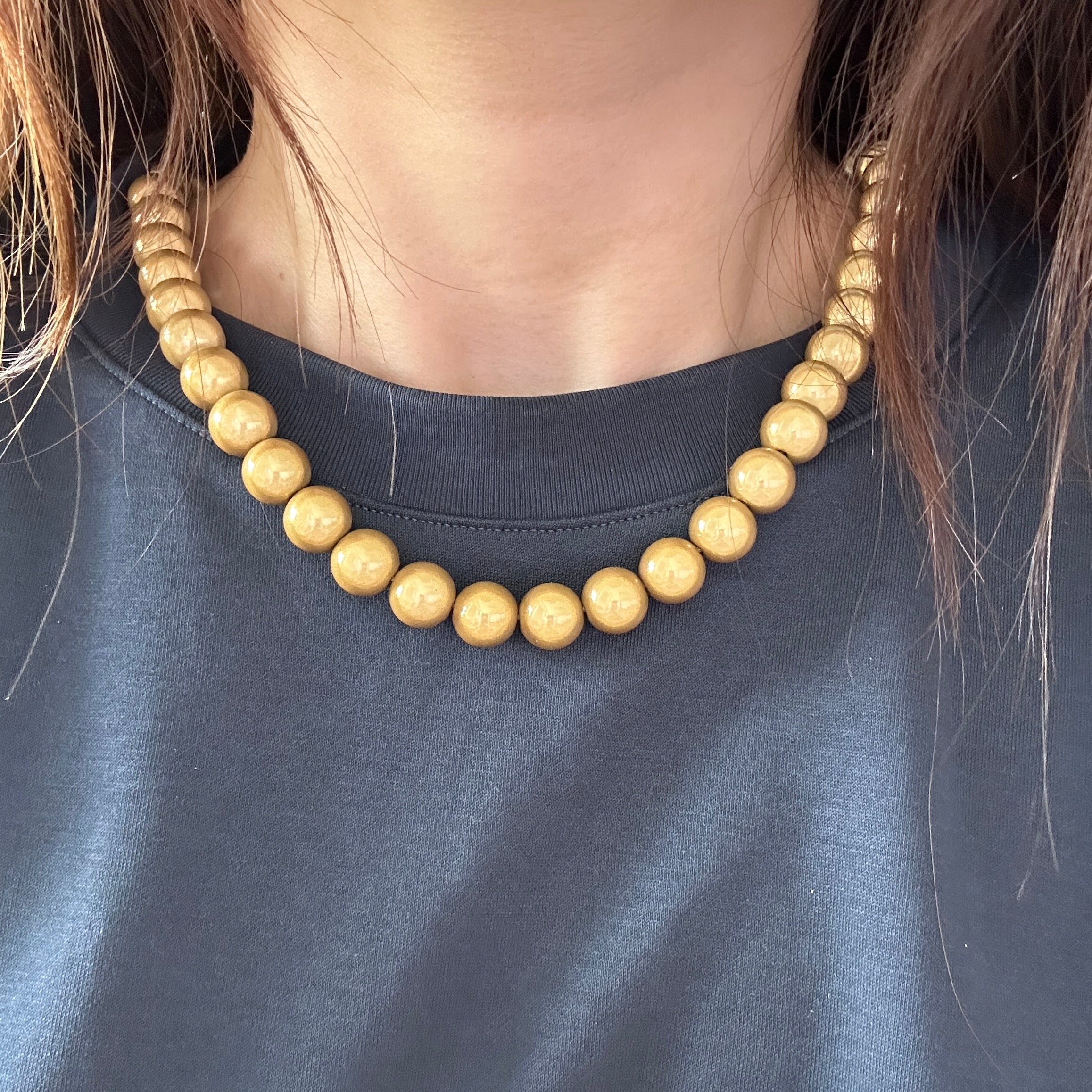 Perlenhalskette 12mm Gold