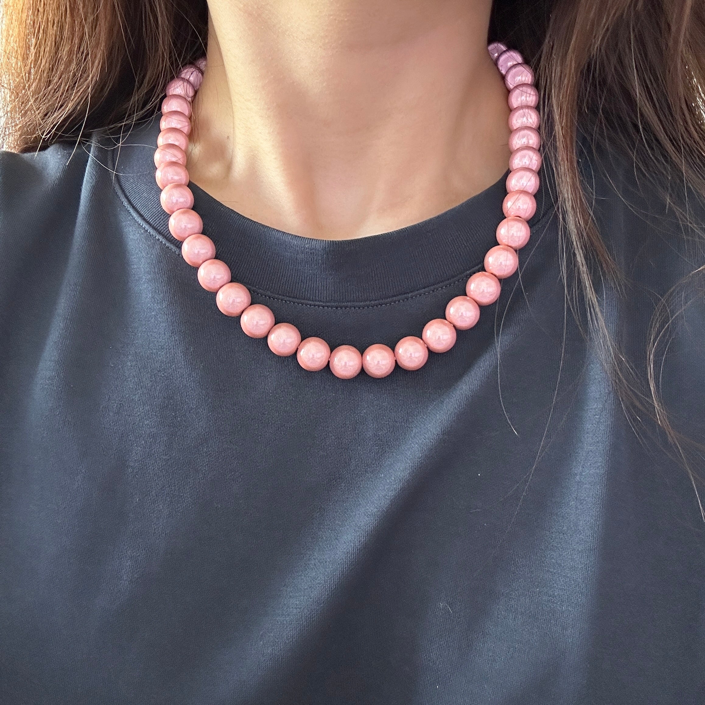 Perlenhalskette 12mm Sparkling Rose