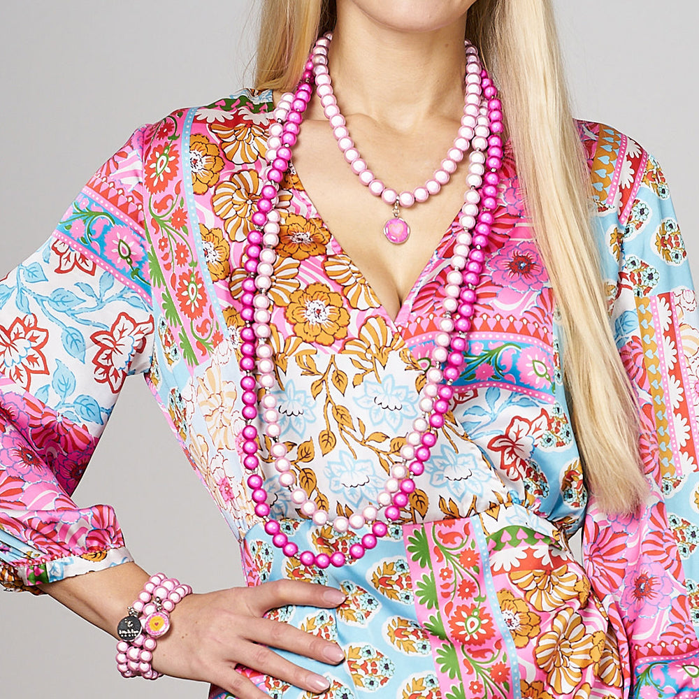 Perlenhalskette Rosado – Kurz