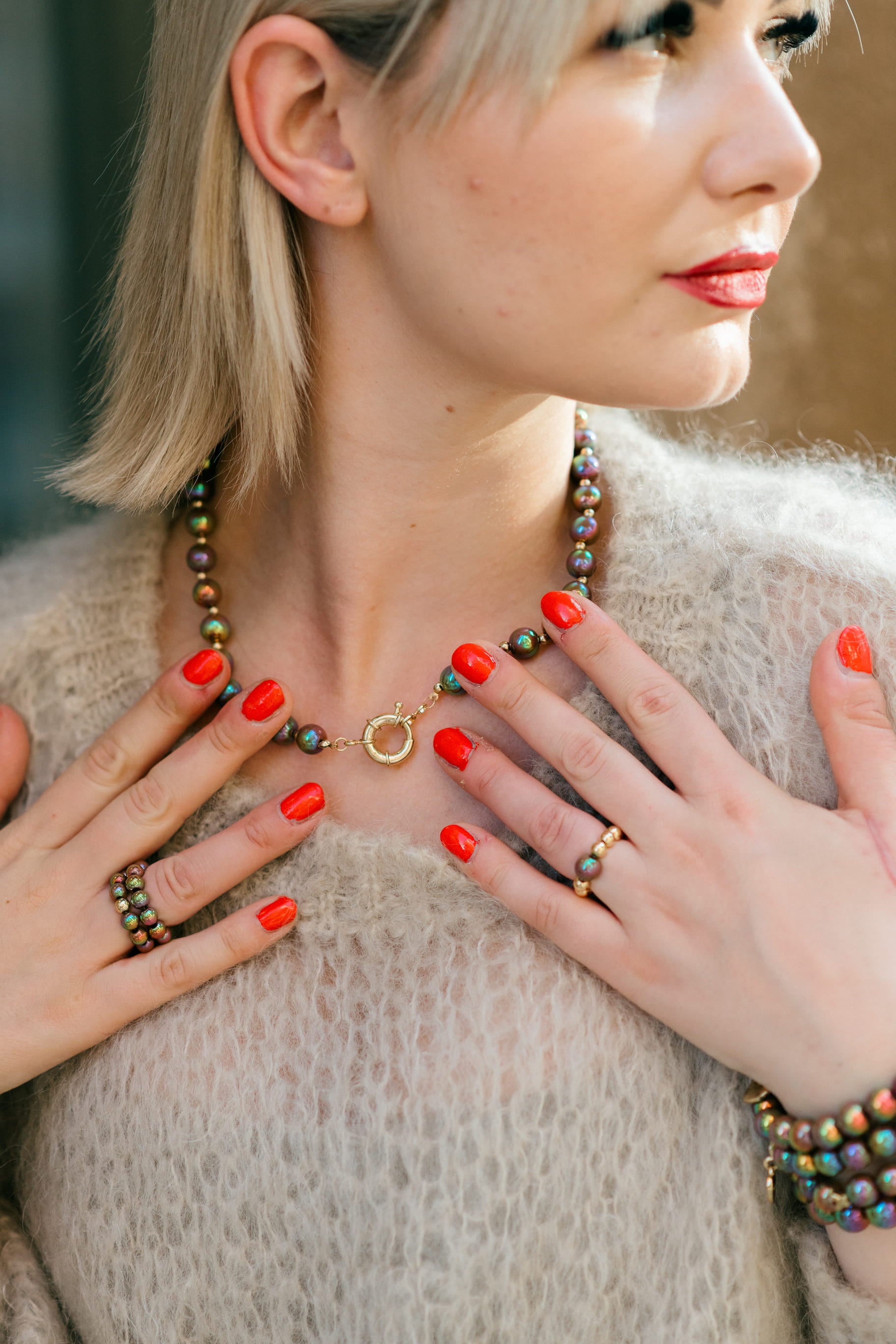 Perlenkette mocha glow