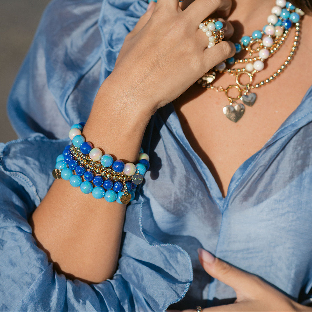 Perlenarmband Statement Multi Blau mit 3D Intensiv Glow Effekt