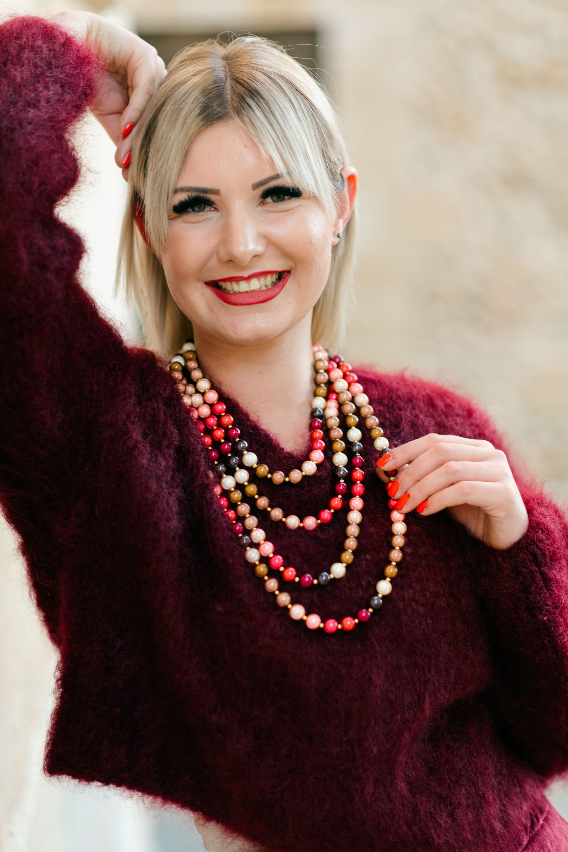 Handykette mocca-burgundy mixed